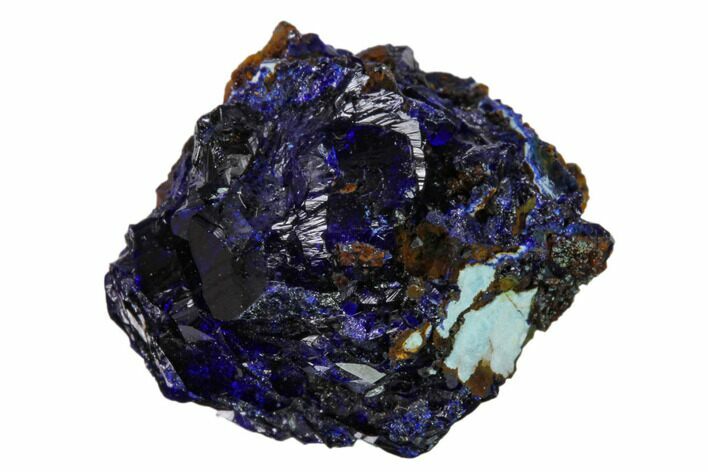 Sparkling Azurite Crystals with Chrysocolla - Laos #162563